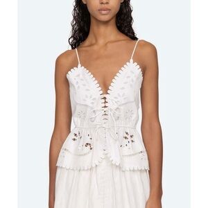 NWT SEA New York White Eyelet Embroidered Tie-Front Liat Cami Top